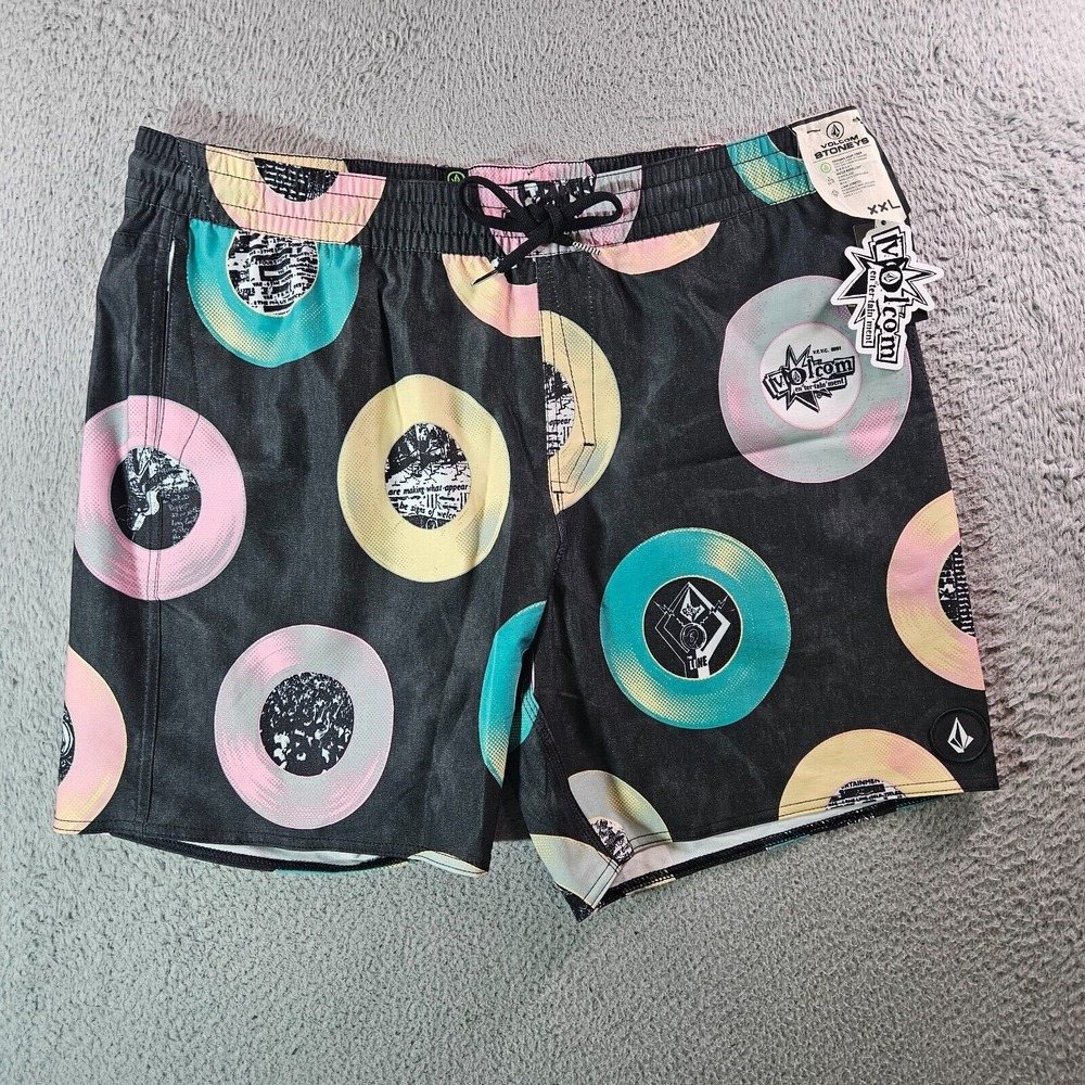 NWT Volcom Stoneys Board Shorts Swim Trunks Men XXL Geometric Multicolor